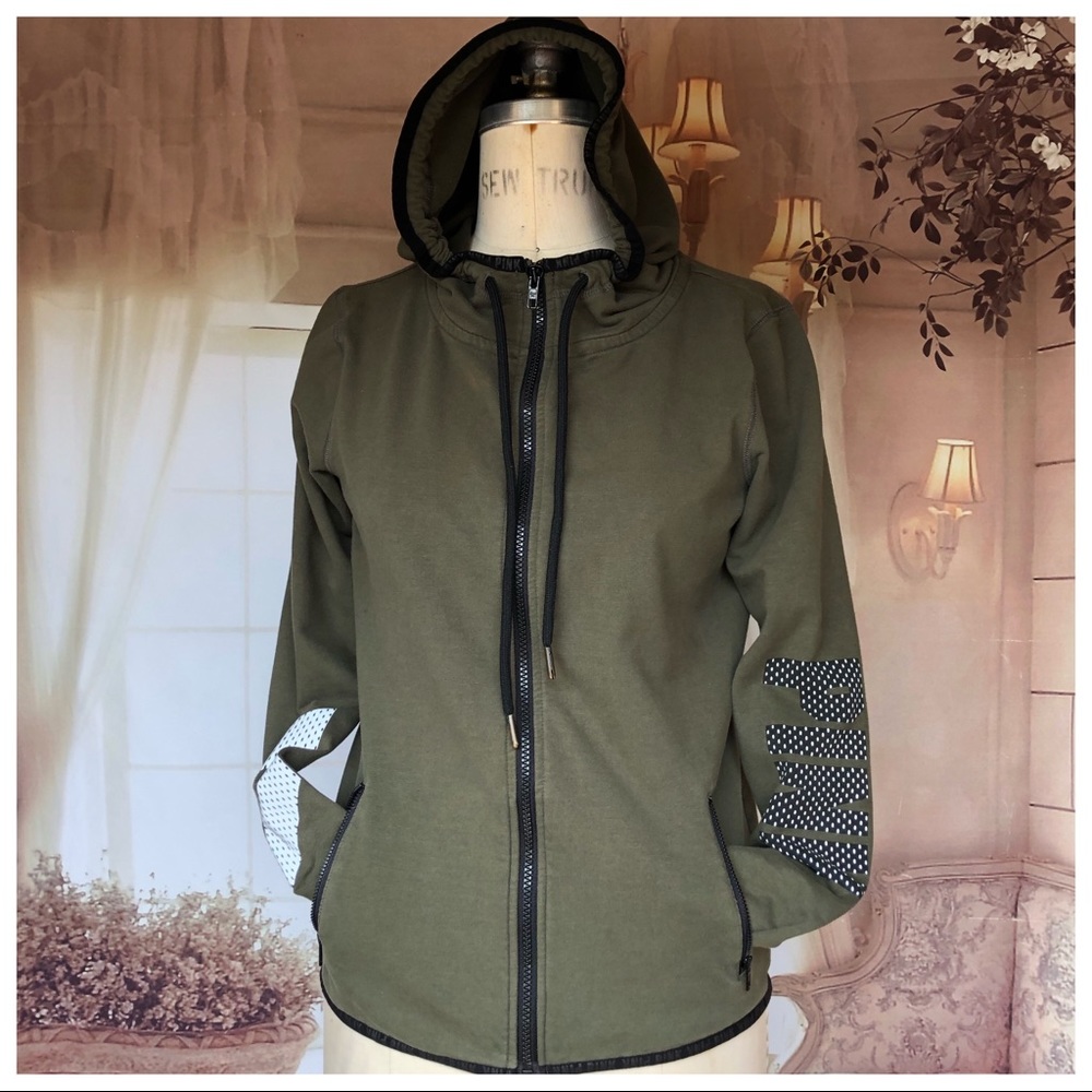 Olive Green Hooded Zip-Up Jacket